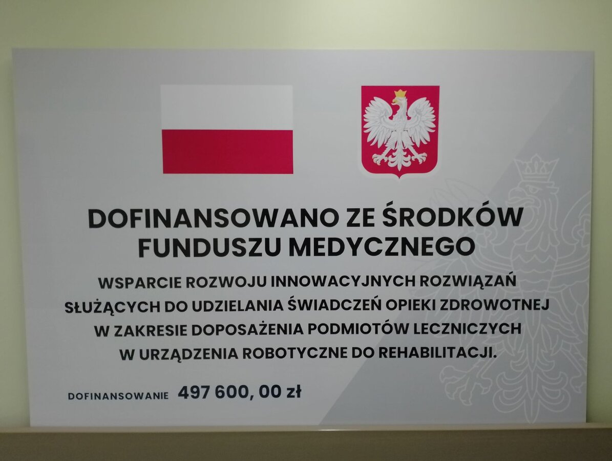 Plansza informacyjna - Dofinansowano ze środków funduszu medycznego